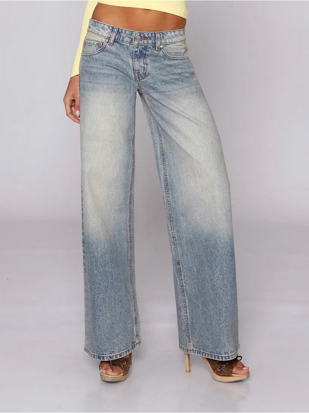 REVICE Light Wash Wide-Leg High-Rise Jeans